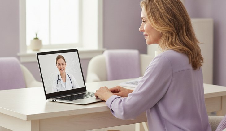 Woman reviewing her plan with a licensed provider