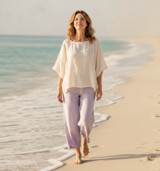 Woman walking on the beach